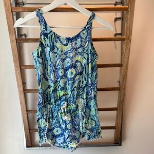 Lilly Pulitzer Blue and Green Floral Kids Romper